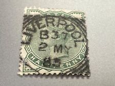 QV half-penny green stamp cancelled Liverpool