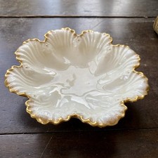 Coalport Fluted Dish /Bowl #v1072 ‘Ivory’ Heavy Gold Trim Antique VGC