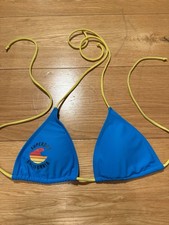Superdry California Blue Bikini Top Yellow Straps UK8-10 Cup B