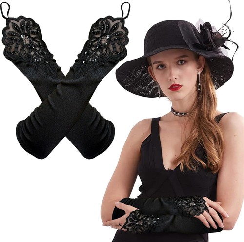 Black opera long evening lace - evening,