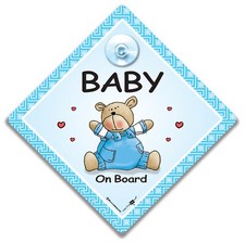 Blue Teddy Bear Baby on Board
