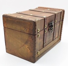 Wooden Treasure Chest Rustic  Keepsake Box Antique Style Small Retro Trinkets
