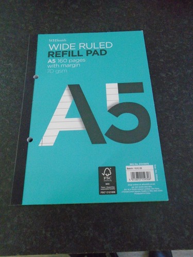 Wide ruled refill - 'wide, ruled'