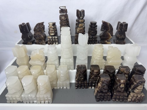 Hand carved chess set marble - chess,