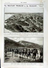 Original Old Antique Print 1916 Italians Valona Balkans British Siers War 20th