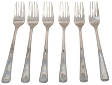 Lovely Set Of 6 Vintage VINERS Bead Beaded Silver 18.5cm Table Forks - Cutlery