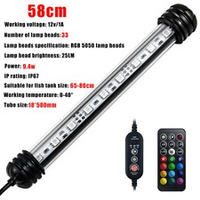 9 Size Aquarium Fish Tank Submersible LED Light Lamp Tube Bar White Blue UK Plug