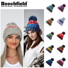 Mens Womens Knitted Bobble Pom Pom Beanie Hats | Unisex Warm Winter Ski Caps