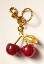 Sparkly Cherries Keyring Red