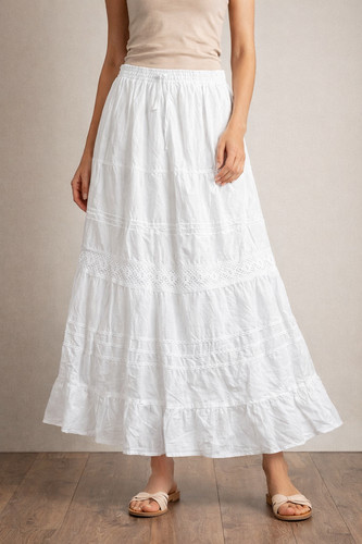 White cotton skirt - white, summer