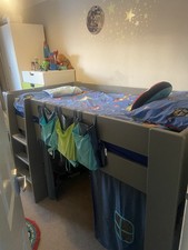 Grey Mid Sleeper Bed with Hideout Underbed Storage