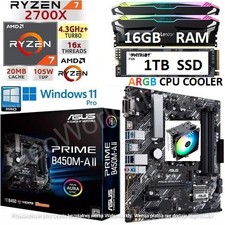 AMD Ryzen 7 2700X + 16GB RGB RAM + 1TB SSD + ASUS B450M-A II Motherboard Bundle