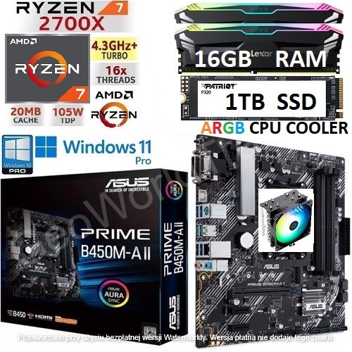 Amd ryzen 2700x 16gb rgb - 2700x, +