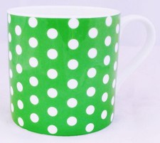 Green Dots Mug Fine Bone China Large Balmoral 400ml 14oz Green Cup Decorated UK