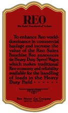 REO Trucks: The Gold Standard of Values DIECUT NEW 28" Tall Sign USA STEEL