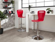 2x Bar Stools Red Adjustable