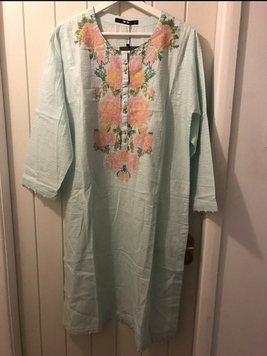 Khaadi blue embroidered - , cotton