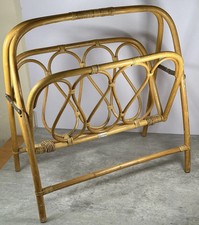 Vintage Bamboo Cane Folding Magazine Rack MCM Cottagecore