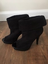 F&F Black Faux Suede Peep Toe