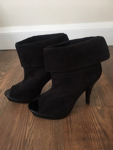Black faux suede peep toe - f&f,