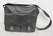 VINTAGE  "KENNETH COLE NEW YORK"  BLACK LEATHER  SHOULDER BAG WITH OUTER POCKETS