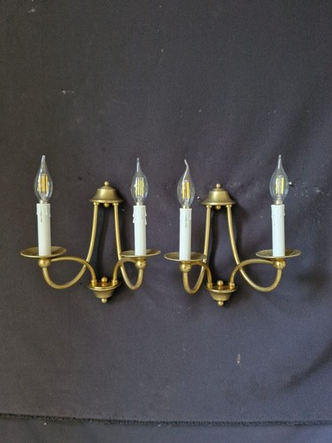 Pair vintage brass wall - vintage,