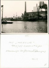 Port Real Photo with Factory, Ship MS MERCUR Ship Photo Postcard 1972 Private Photo