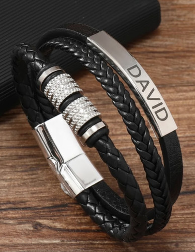 Engraved black leather - engraved,