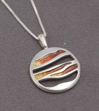 Malcolm Gray For Ortak Scottish Sterling Silver & Enamel Pendant Necklace