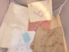 Large Vintage Job Lot Of Ready To Embroidered Pieces, Tablecloths, runners ect 