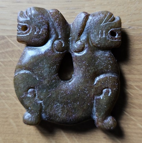 Carved jade like pendant - carved, –