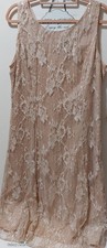 Laura Ashley Party Occasion Dress Soft Pink Size Uk 18 Lace Detail &Sequins VGC