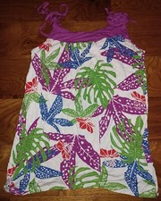 ETHEL AUSTIN - LONG SLEEVELESS TOP - SIZE 12 - MULTICOLOURED - SHOULDER TIES