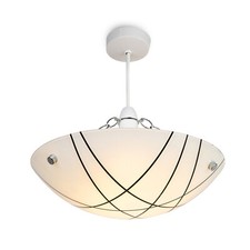 Pendant Shade Crosbie Glass Ceiling Uplighter White Black Chrome Easy Fit Design