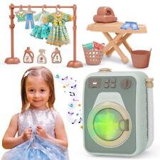Kids 20 Pcs Pretend Play Washing Machine Toy Light Sound & Button Cleaning Set