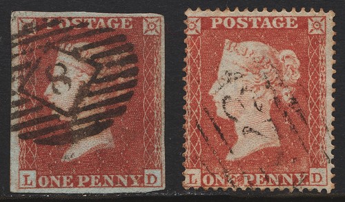 1854 penny red - red, pair)