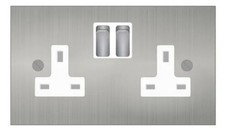 Forbes & Lomax DS13M/SS Stainless Steel 2 Gang 13A Switched Double Socket - Whit