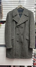 mens st michaels harris tweed coat pure new wool black/ white size 42 cg w92