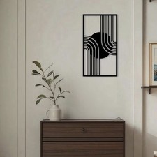 Abstract Black Geometric Metal Wall Art Modern Indoor Outdoor Metal Home Decor