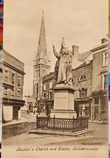 Antique Postcard Worcstershire Kiddminster Baxters Church and Statue.1905.