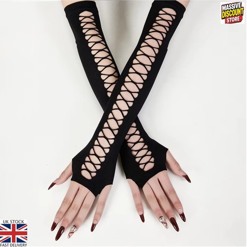 Fingerless gloves long lace - gloves,