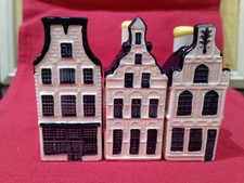 3 KLM Blue Delft Houses by