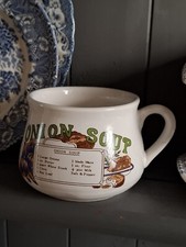 Vintage Onion Soup Recipe Mug Serving Bowl Cup Retro Kitchen