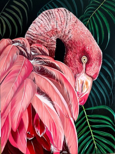 Flamingo original oil - flamingo-original,