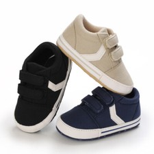Newborn Baby Boy Canvas Pram Shoes Infant Kids Sports PreWalker Trainer 3 6 9 12