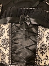 Basque. Jacquard design. Cream and black. Zip and Bow/ribbons. 2xl. Halloween