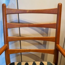 Schreiber? Ercol?  Dining Chair with Arms Geometric Pattern Upholstery