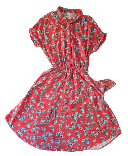 Hush floral red button - floral,