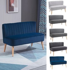 Modern Double Seat Sofa Compact Loveseat Padded Couch Wood Legs