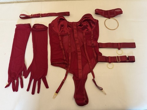 Shein burgundy corset lingerie - shein,